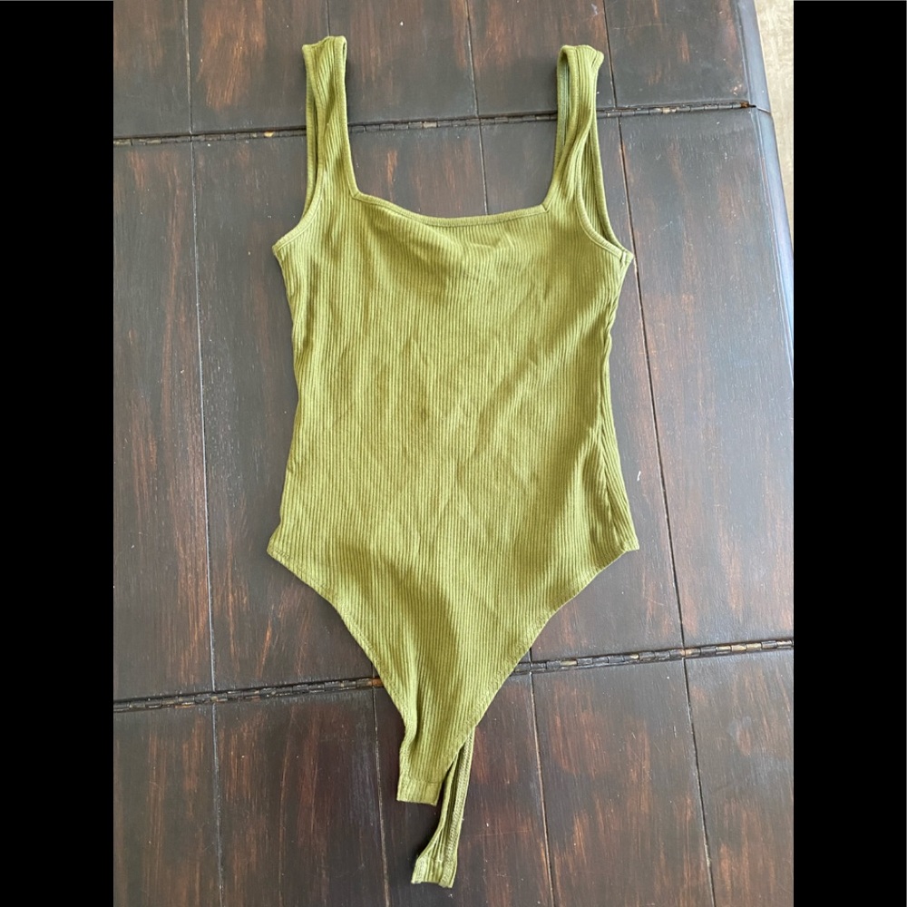 Green body suit tank top